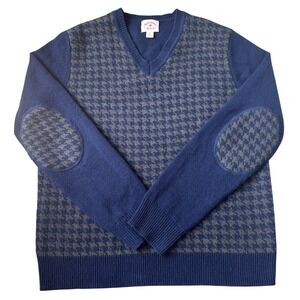 Red Fleece Brooks Brothers Wool Houndstooth Sweater M‎ Elbow Patch Academia